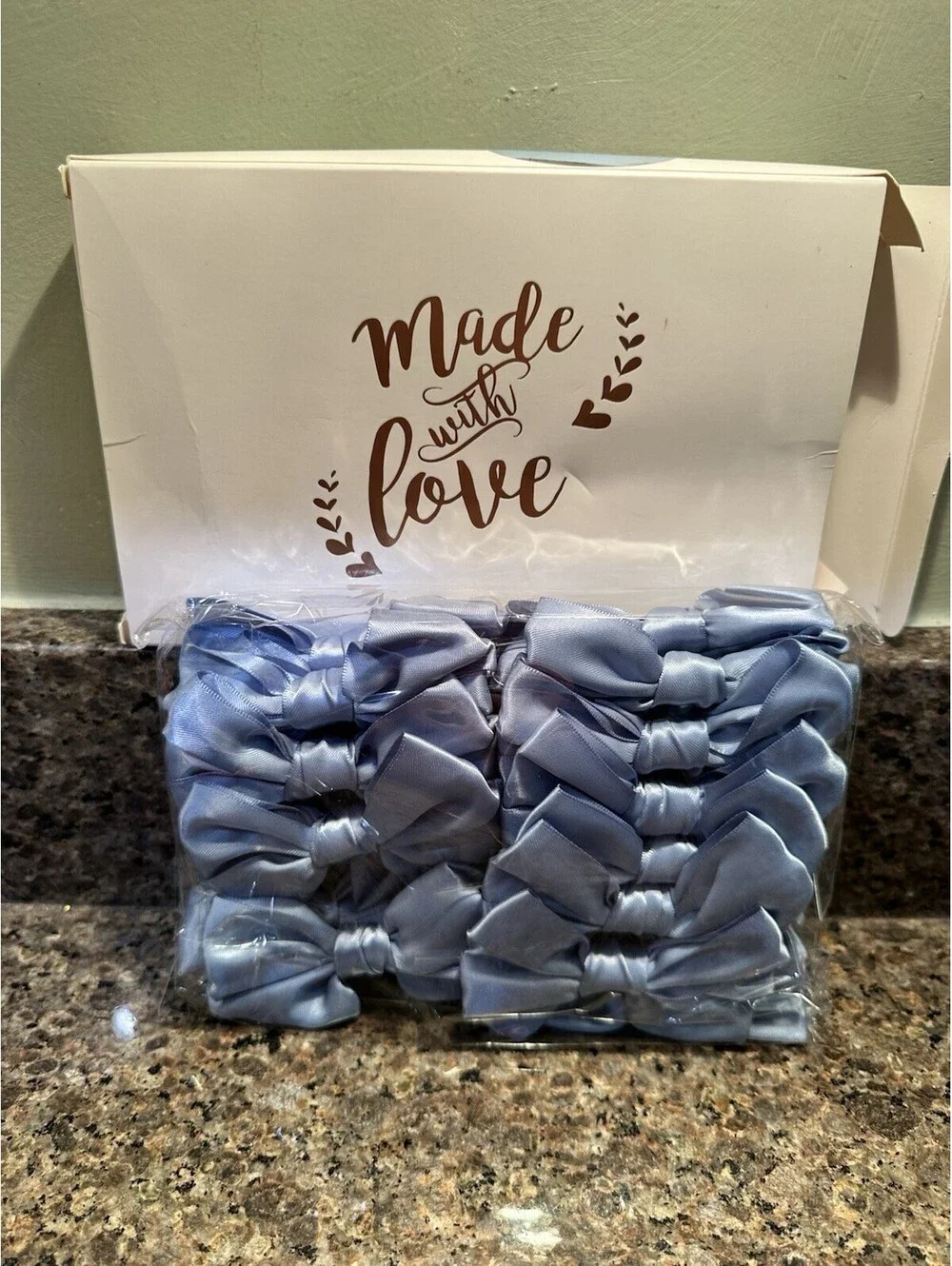 Light Blue Satin Ribbon Bows, Small Lot of 20 Perfect for Crafts, Favors NEW